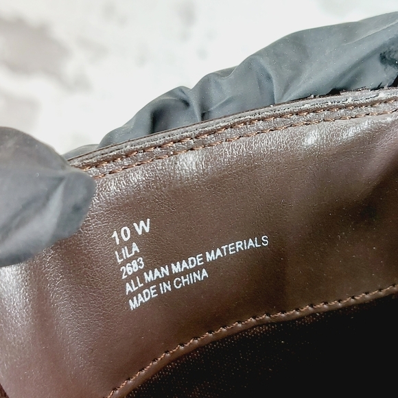 Civic Lila Brown Leather Elastic Calrf Block Heel Side Zip Tall Boots W20 - Picture 8 of 9